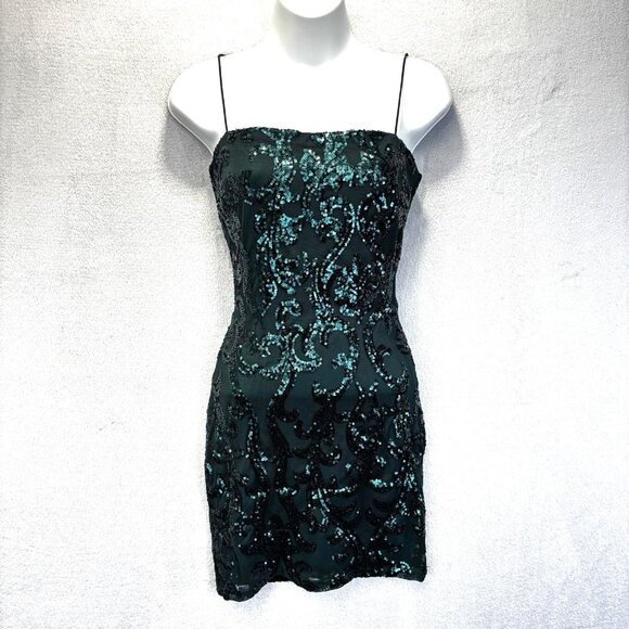 Windsor Green Sequin Mini Party Dress Womens Small S Bodycon Cocktail Holiday - Picture 1 of 12